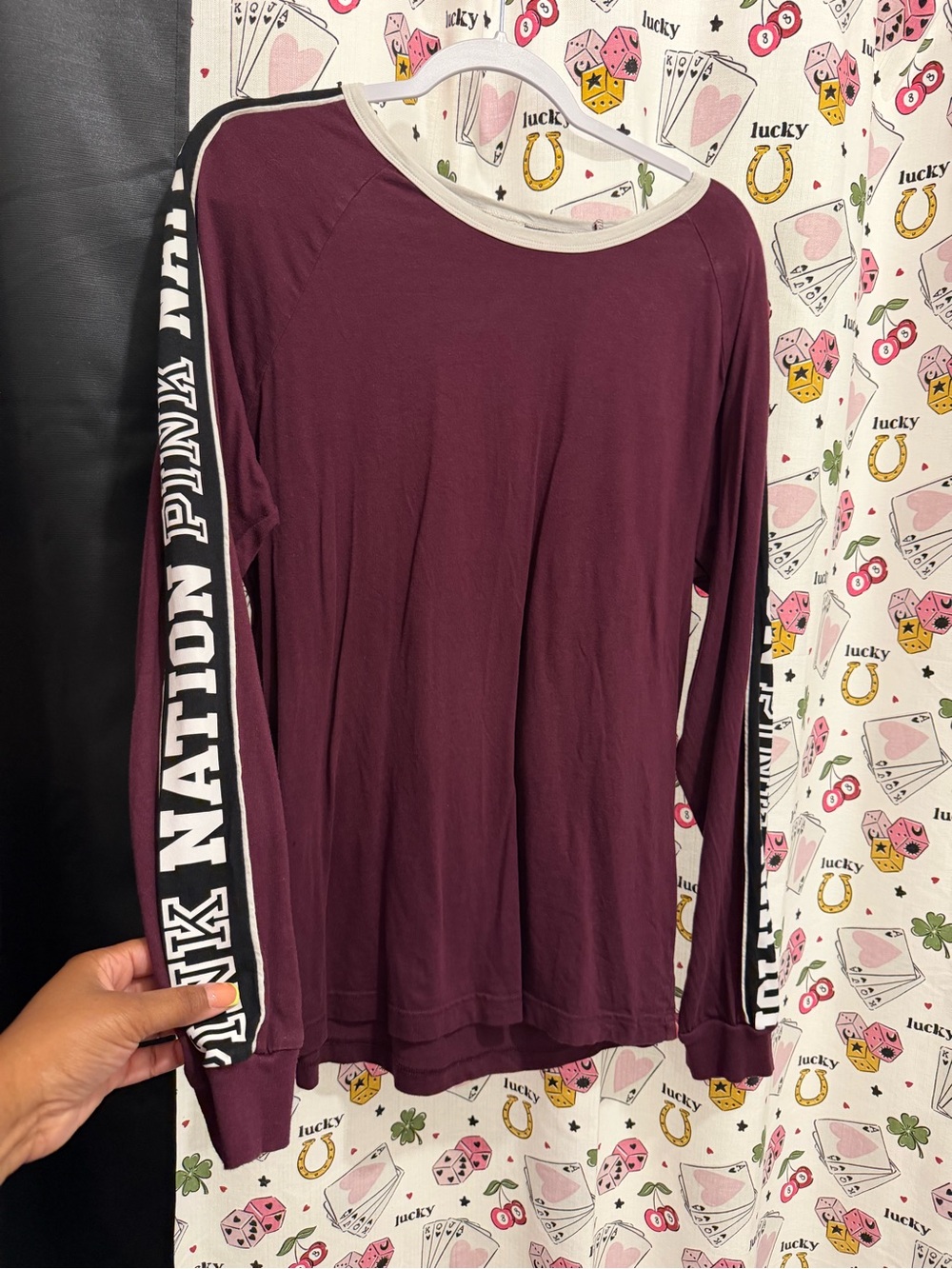 Pink Nation Long-Sleeve Top - Burgundy
